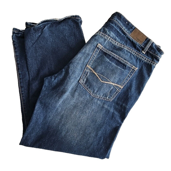 Carbon Jeans Men's Size W38 L32 Straight Leg Dark Blue Wash Wide Leg Y2K Boho - Picture 5 of 16